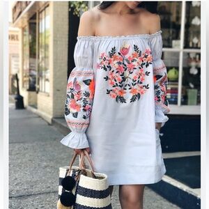 Free People embroidered mini dress M